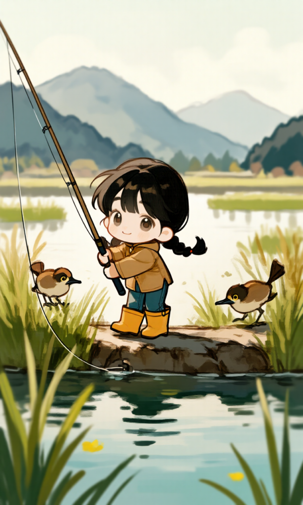 釣りをしている女の子