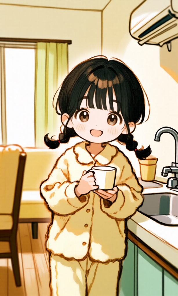 マグカップ持ったちびキャラ