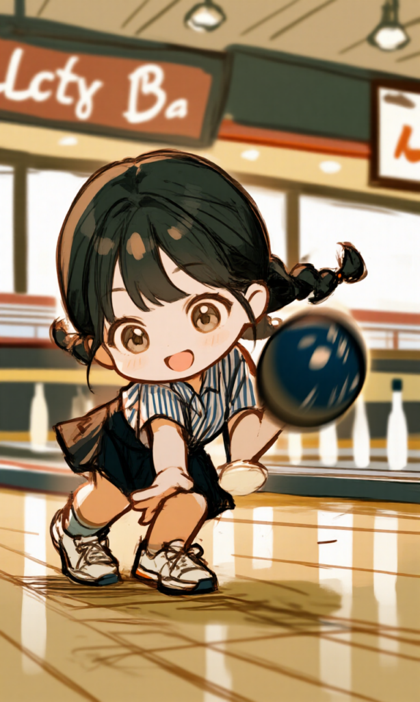 ボーリング場にいるちびキャラ