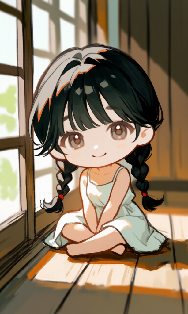 窓際に座る女の子