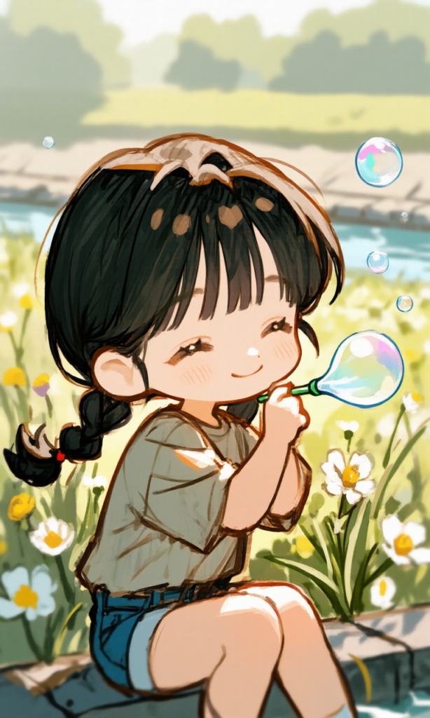 シャボン玉を飛ばす女の子