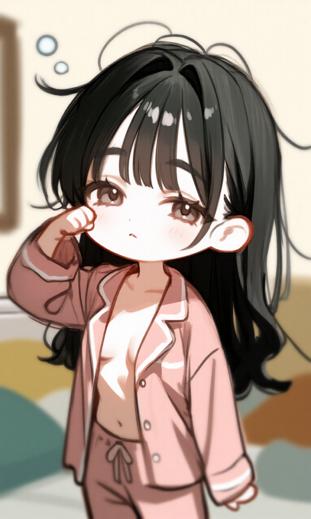 寝ぼけている女の子