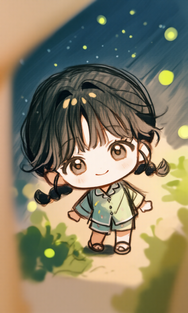 夜空を見る女の子