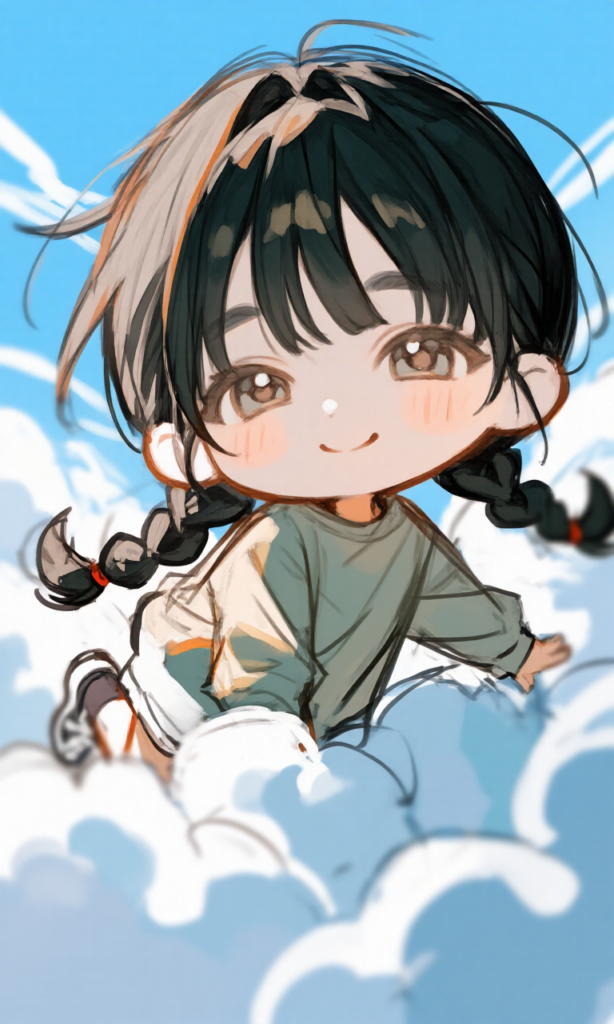 雲の上で遊ぶ女の子