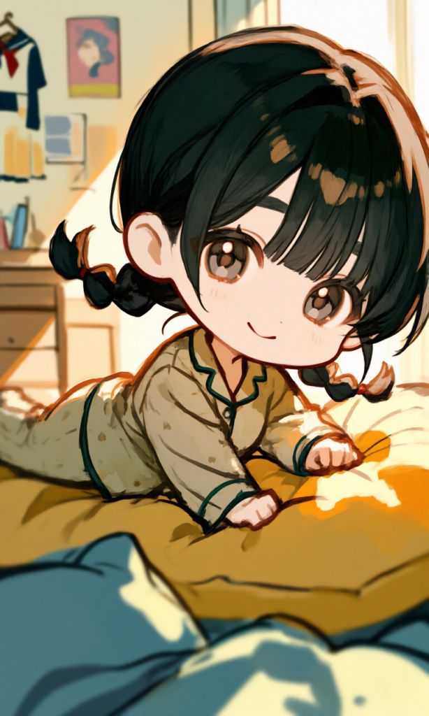 ベッドでゴロゴロする女の子