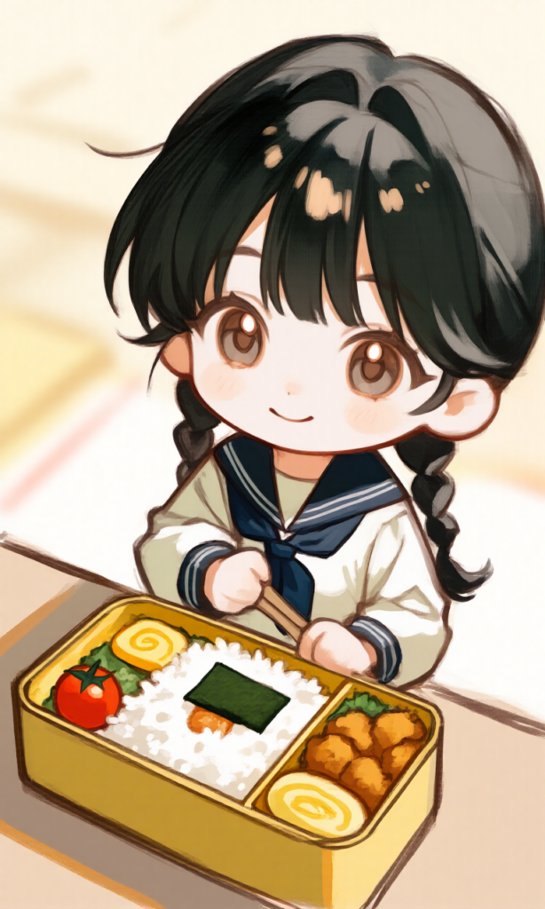 お弁当を作っている女の子