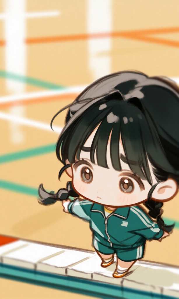 平均台の授業、まずはマットで