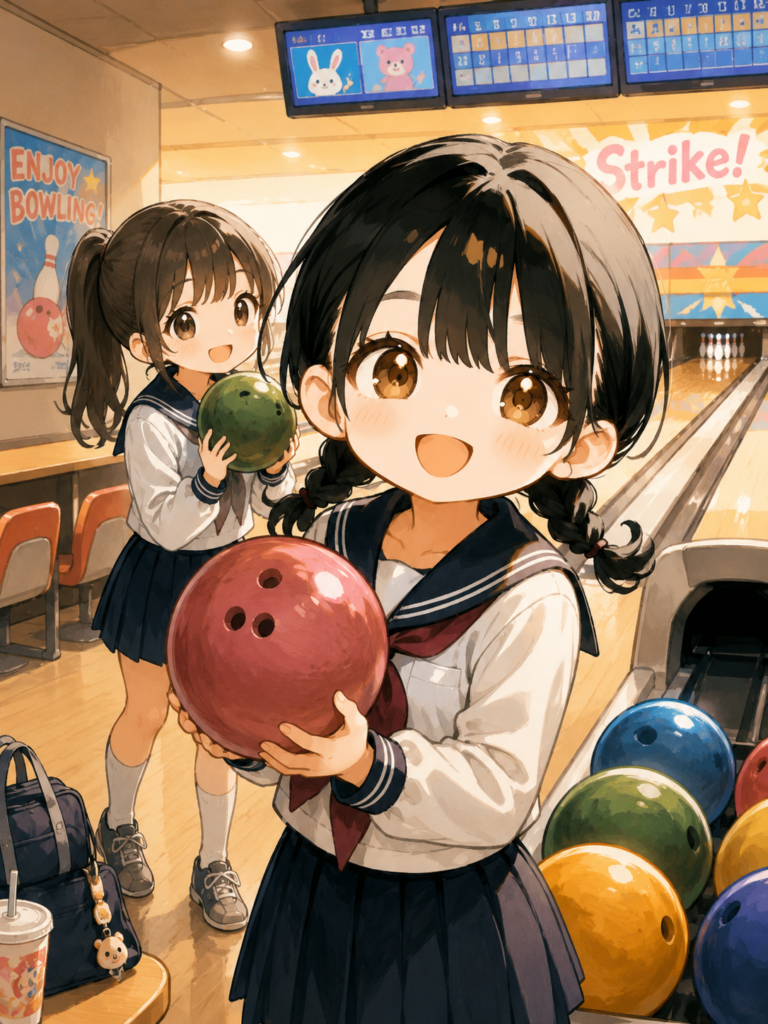 ボーリングをする女の子