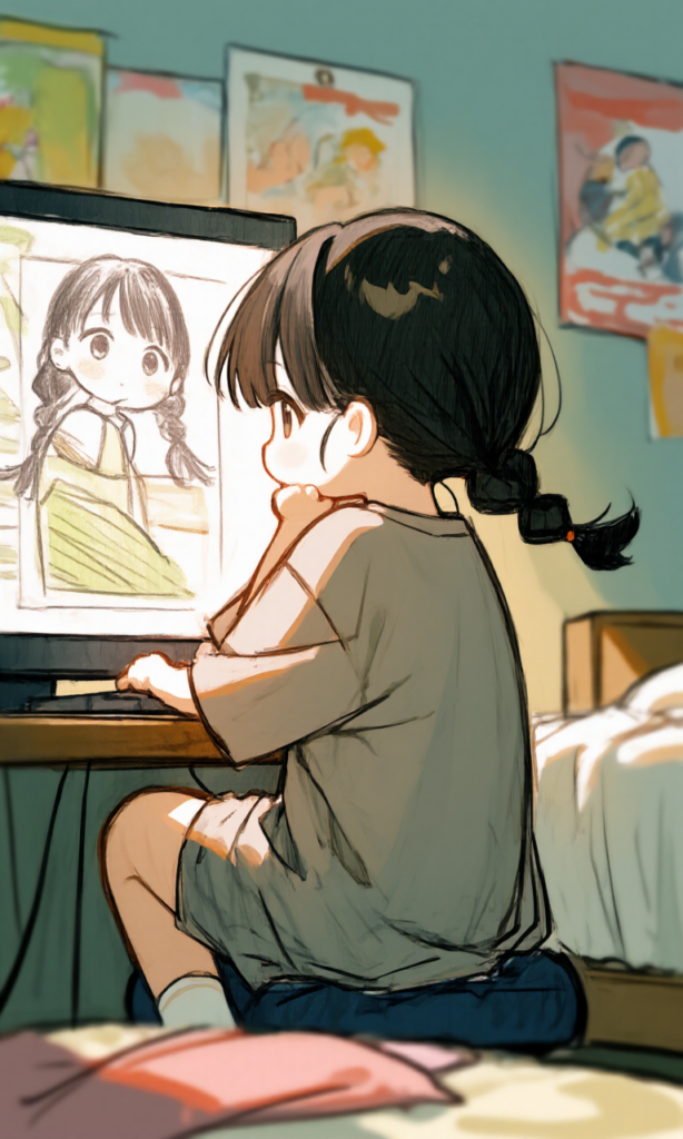 パソコンを打つ女の子