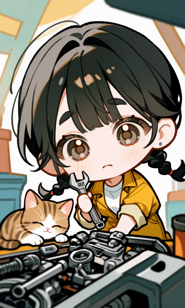 工具を持つ女の子