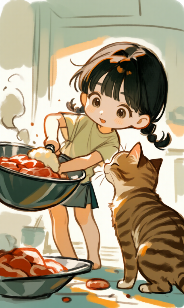 料理中の女の子