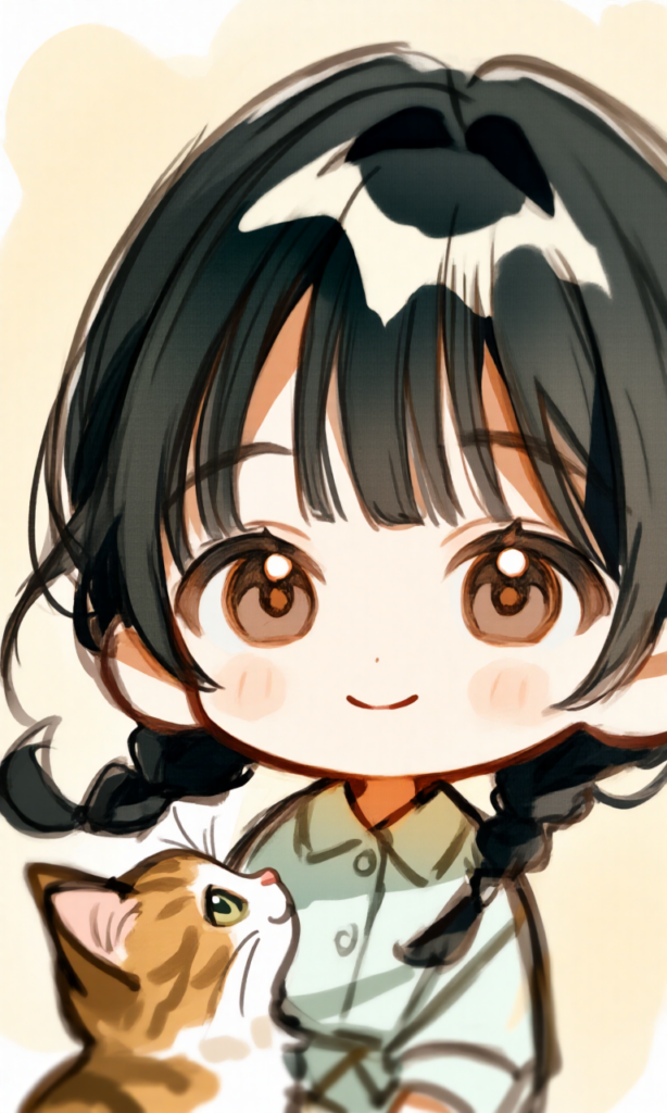 女の子と猫