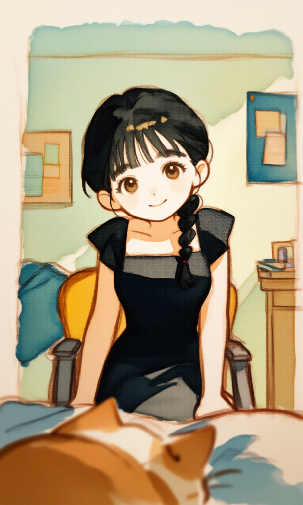 女の子と猫
