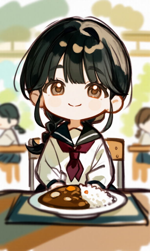 カレーを食べてる女の子