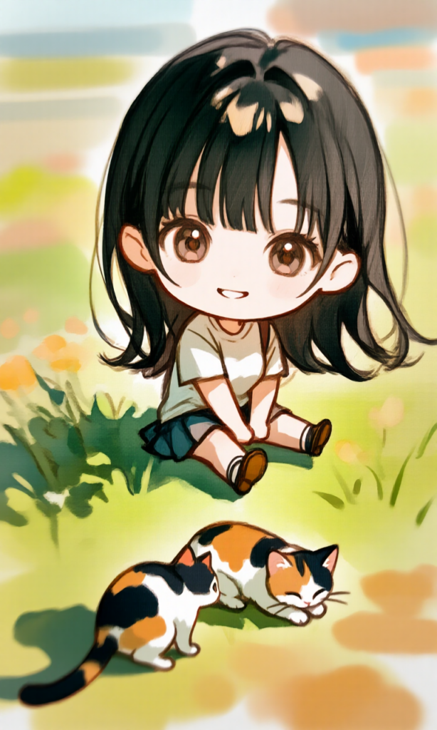 女の子と猫