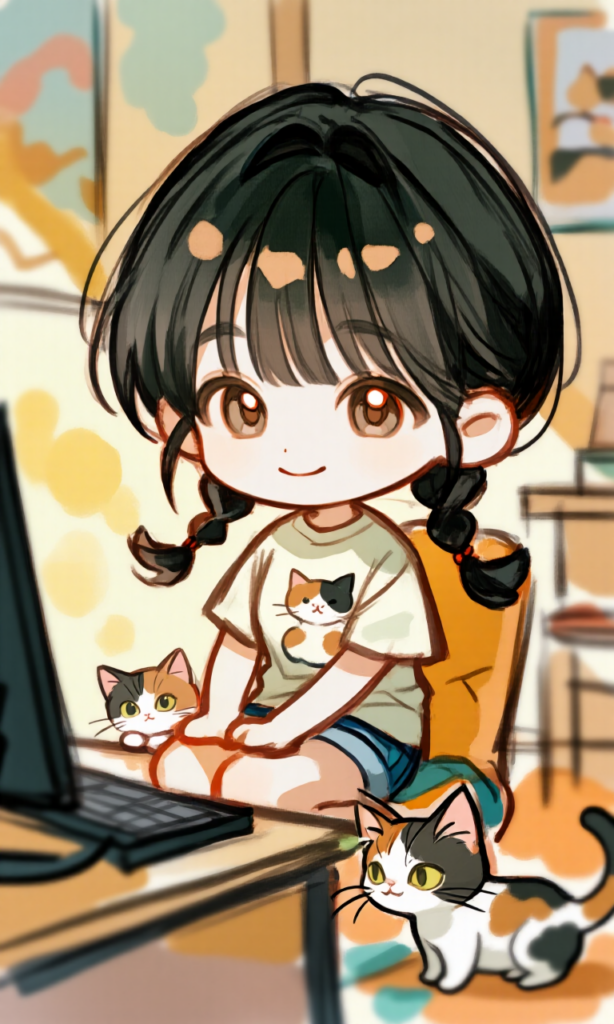 パソコンに向かう女の子