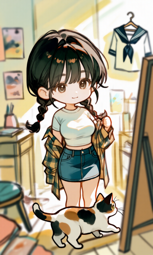 鏡の前の少女