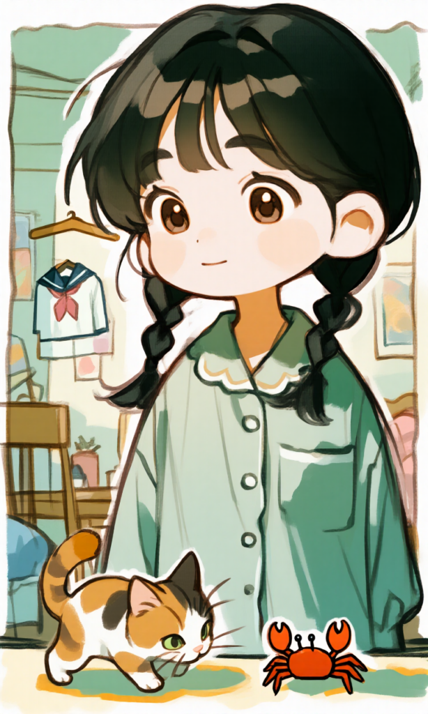 かにとねことおんなのこ
