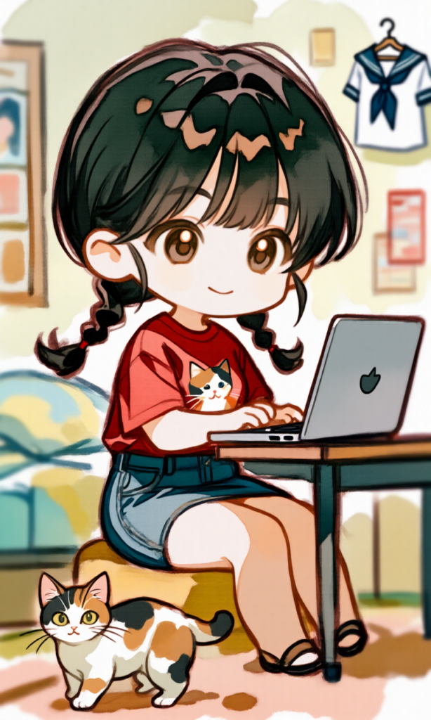 パソコンを打つ女の子