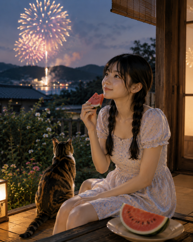 花火を見ている女の子