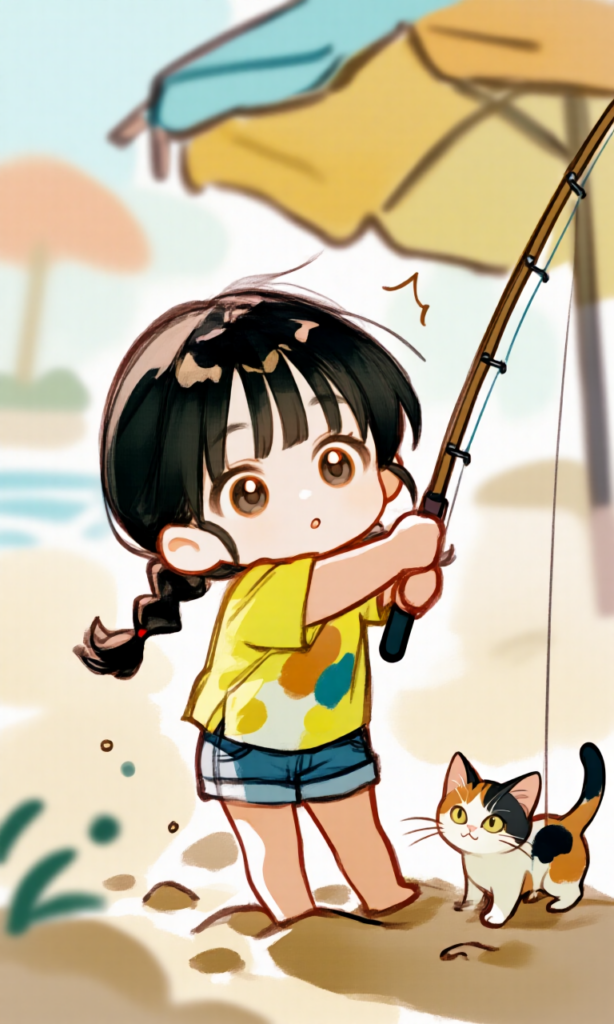 釣りをする女の子