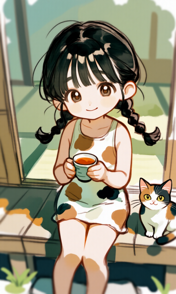 縁側に座る少女