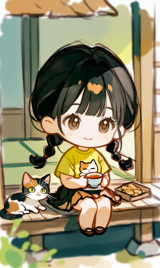 縁側に座る少女