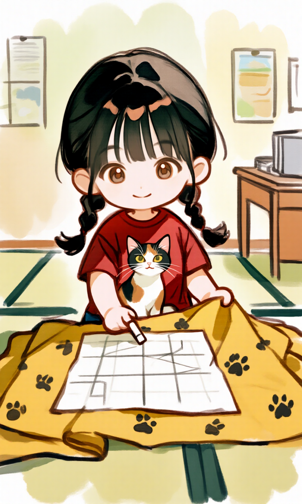 服を作っている女の子
